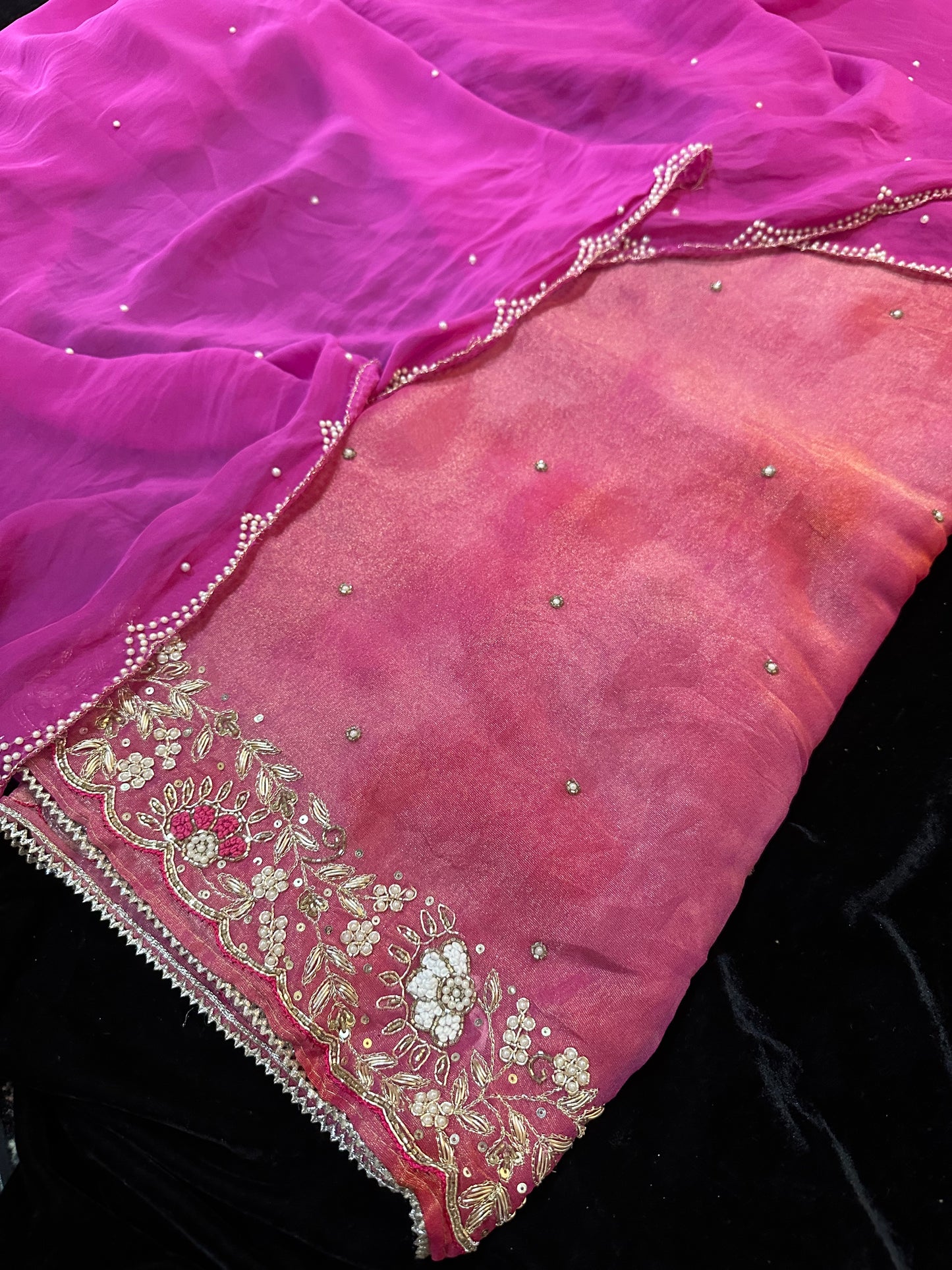 Butter-silk Marble effect Unstitched suit set