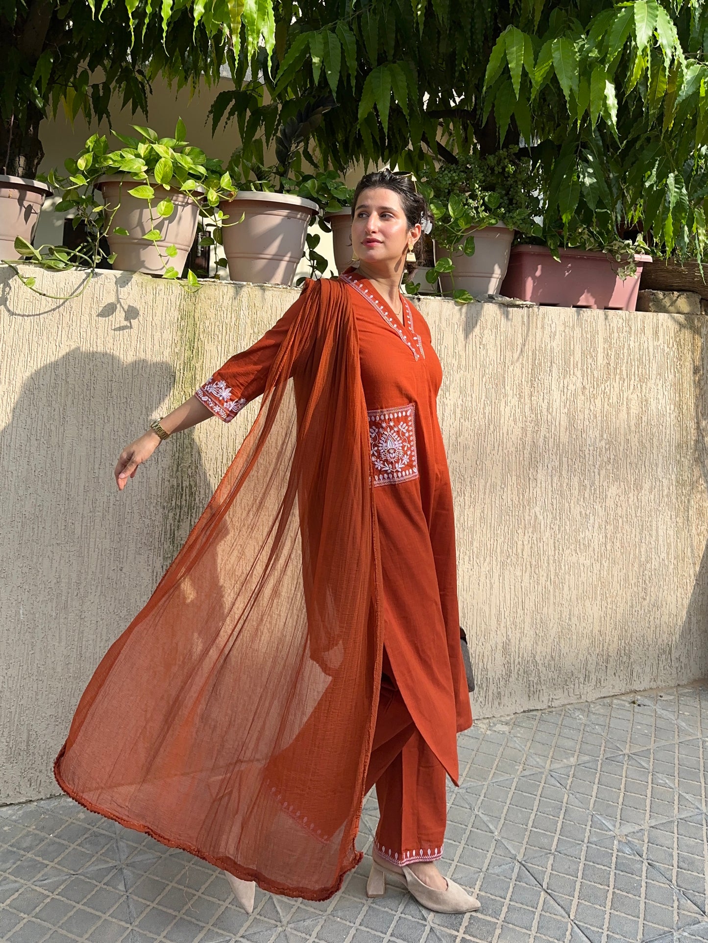 Rust cotton Suit set