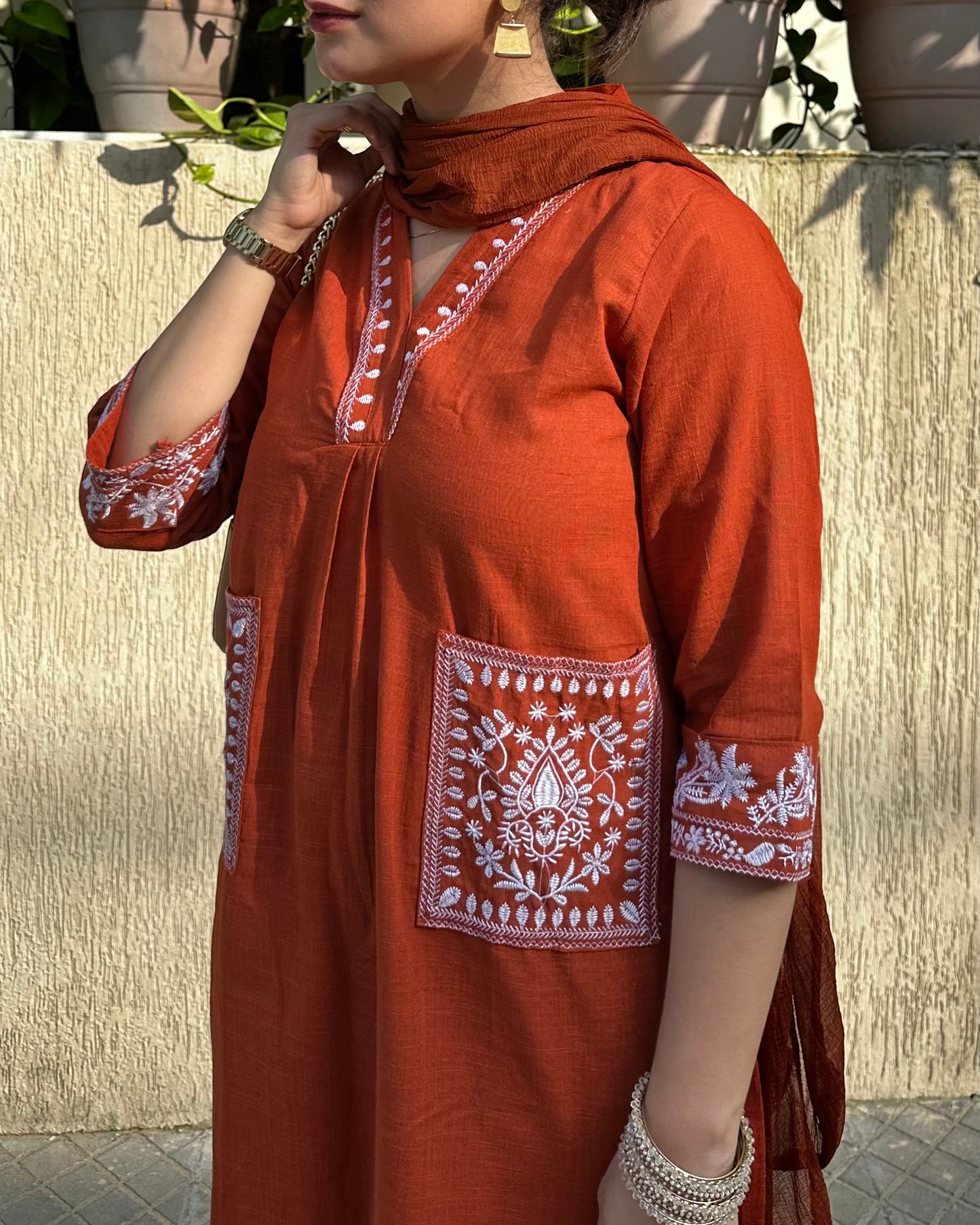 Rust cotton Suit set