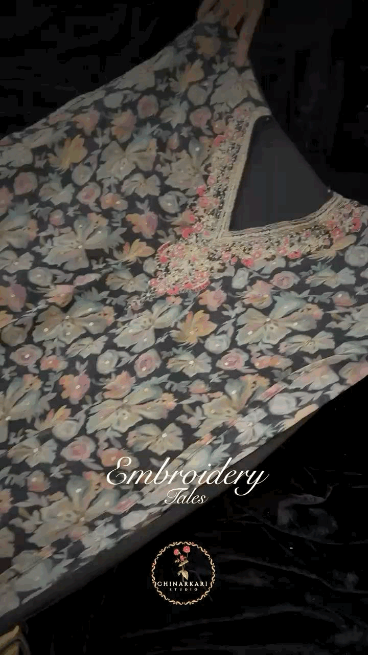 Floral Chiffon Embroidered suit set