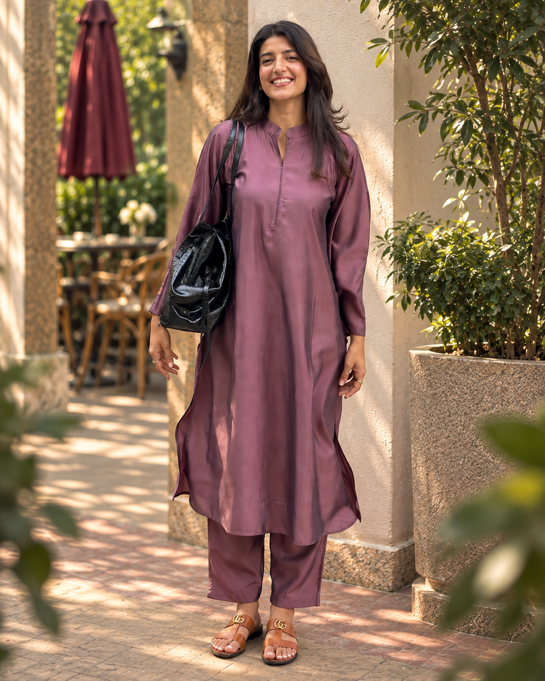 Mauve Kaftan Set