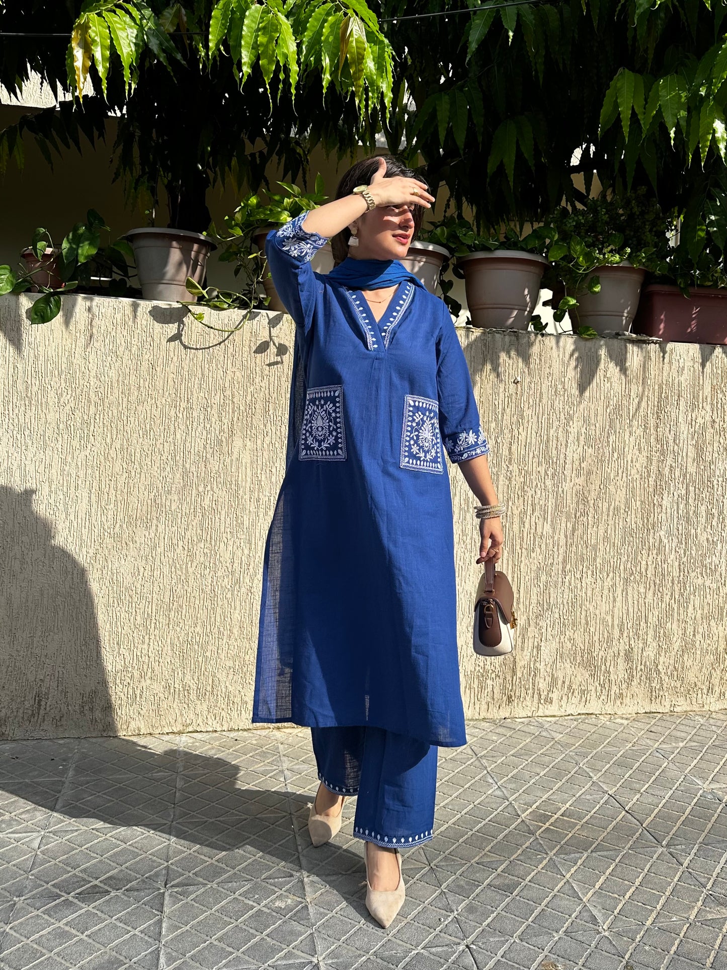 Blue Cotton Suit set