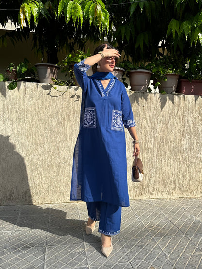 Blue Cotton Suit set