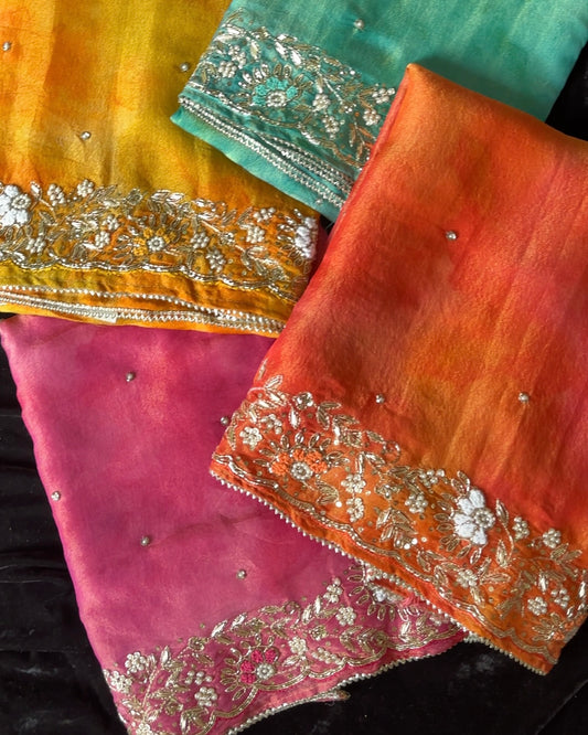 Butter-silk Marble effect Unstitched suit set