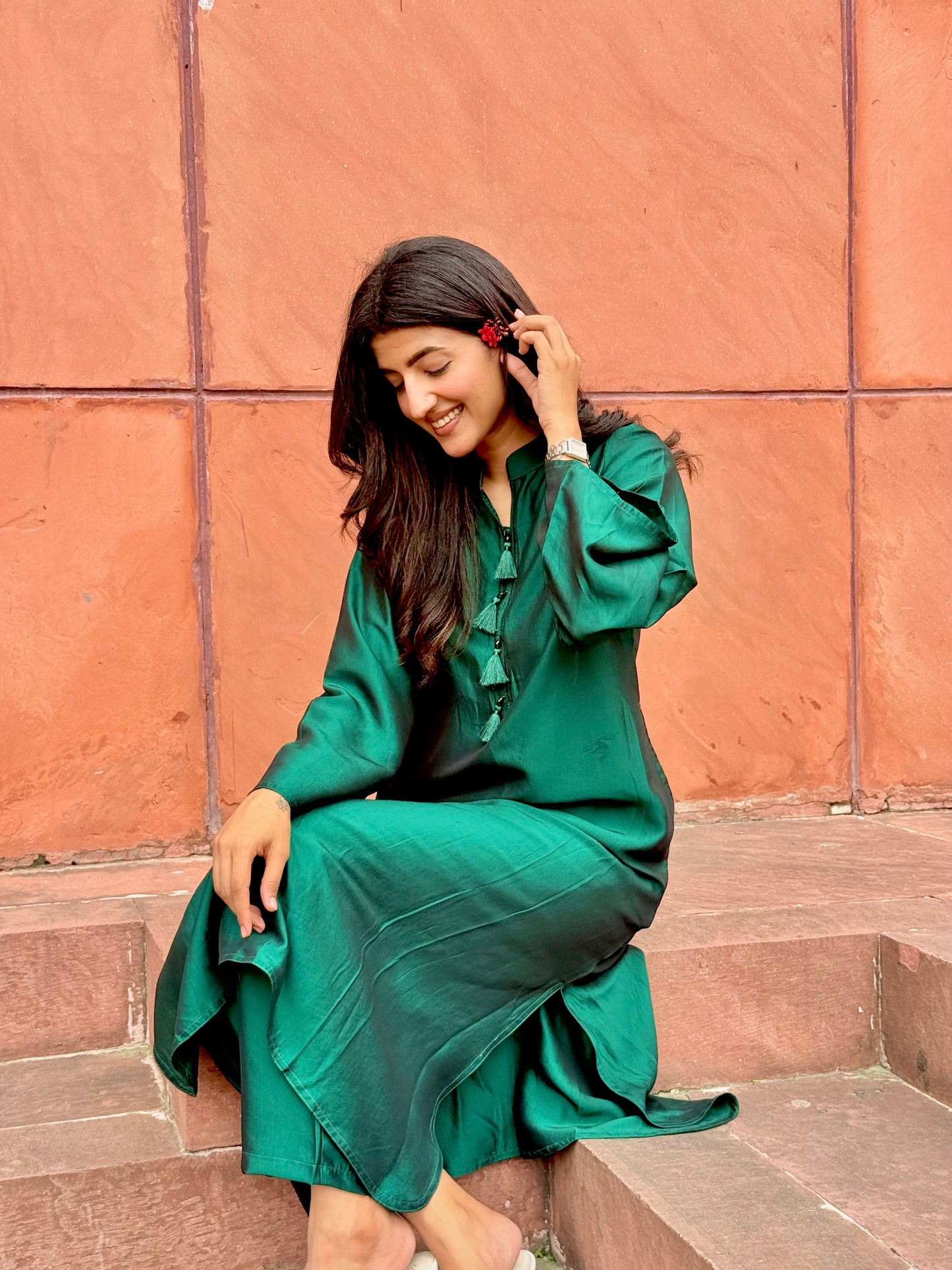 Emerald Kaftan Silk Set
