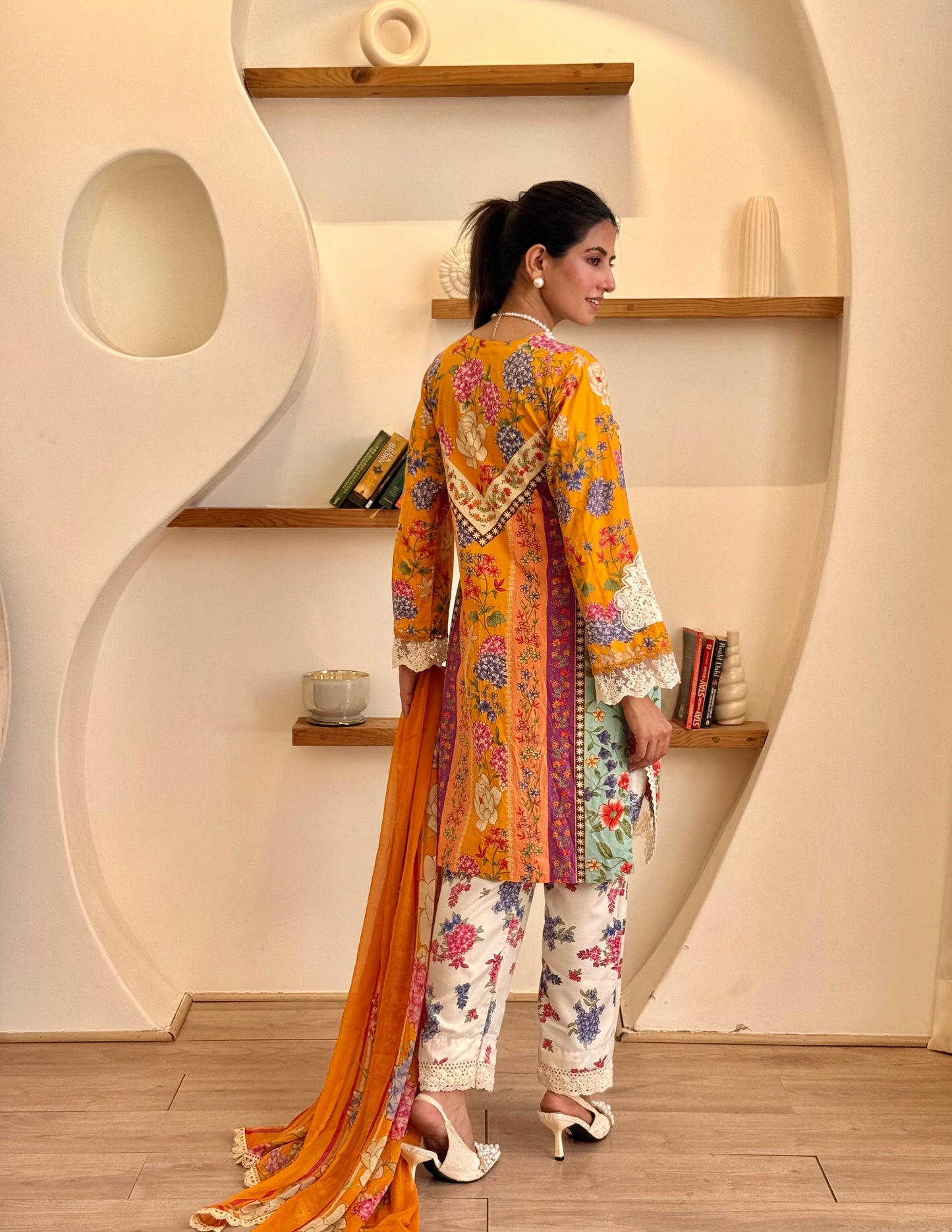 Mustard Field Luxury Printed & Embroidered Set