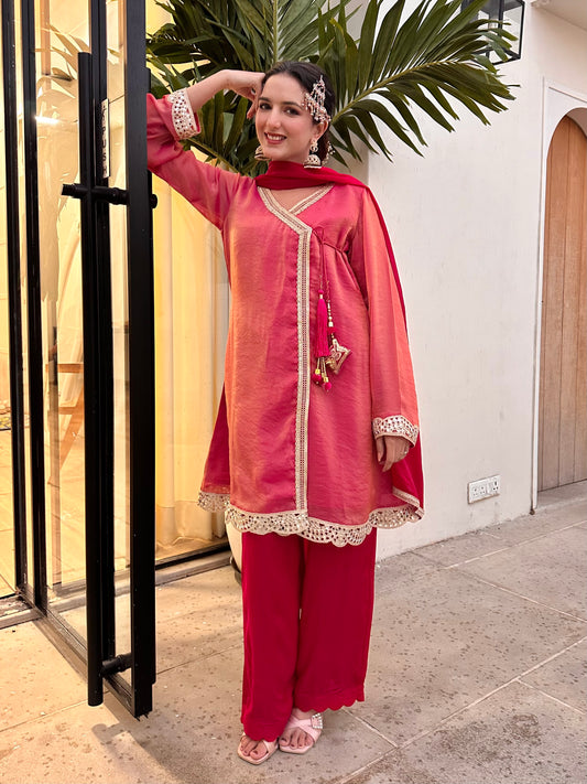 Begumjaan Angrakha Tissue Silk Set