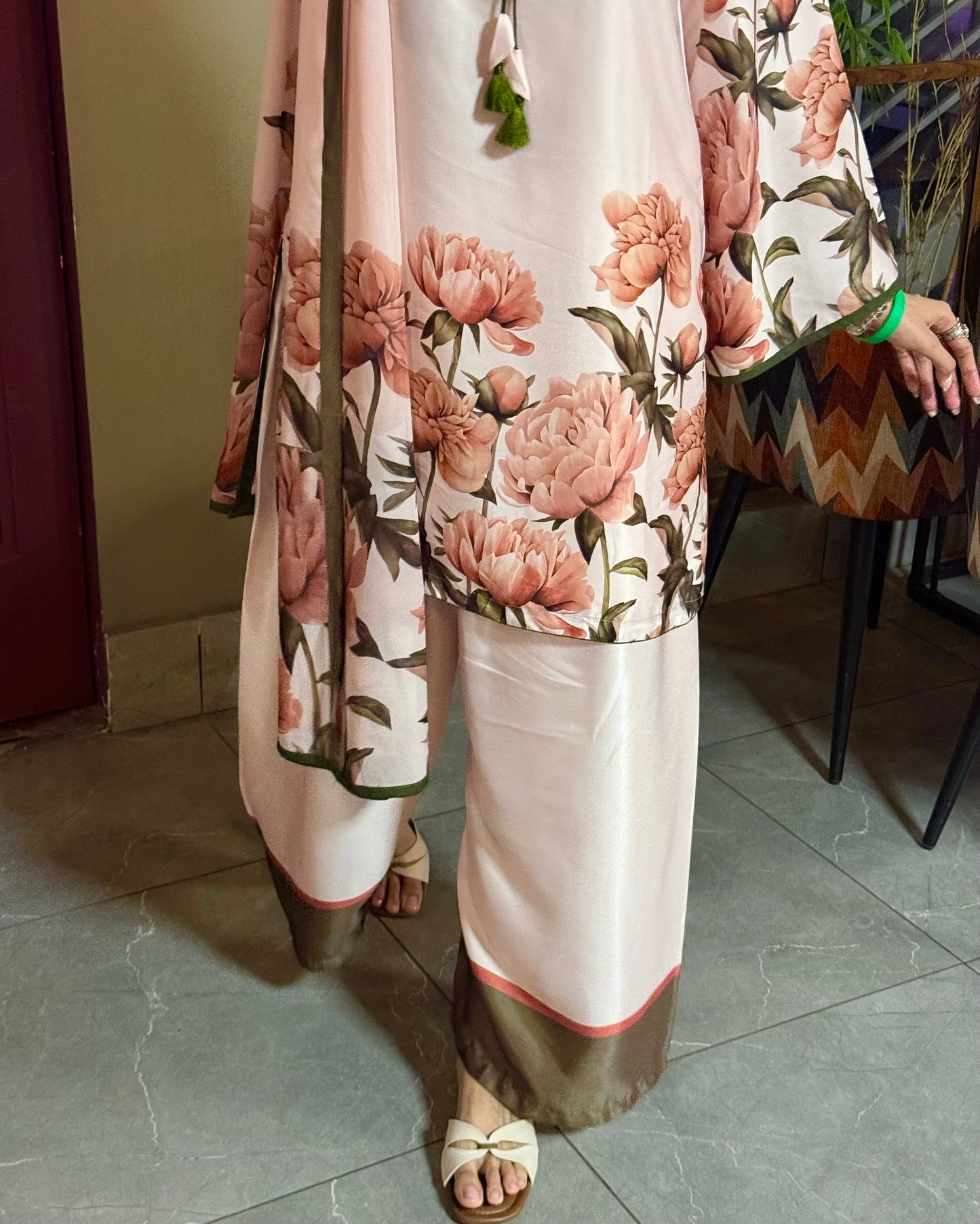 Pink Flora Armani satin Set