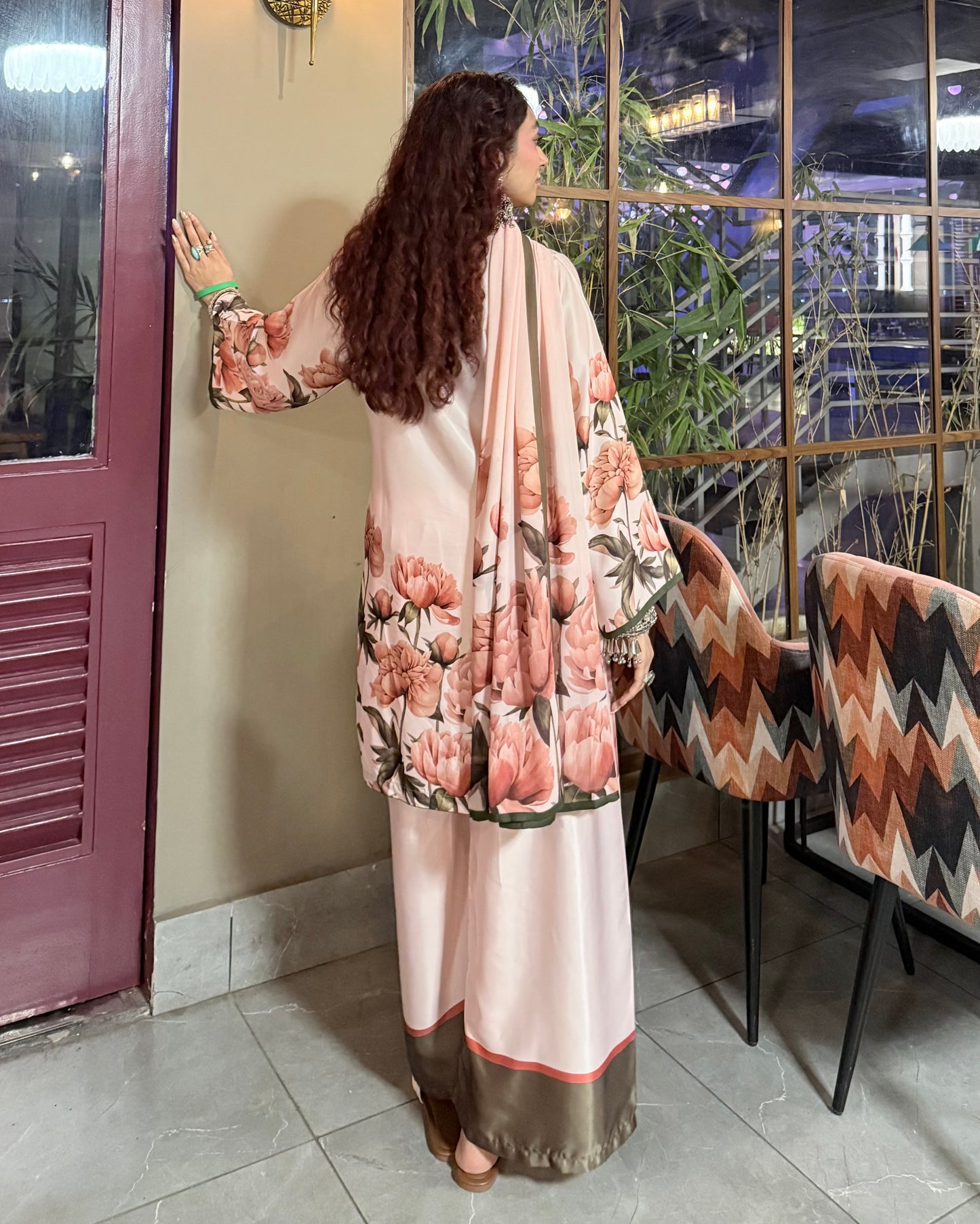 Pink Flora Armani satin Set