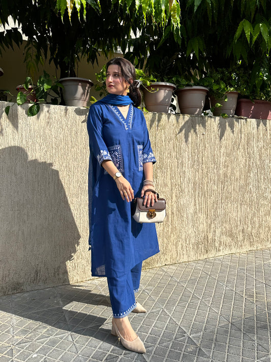 Blue Cotton Suit set