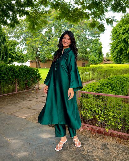 Emerald Kaftan Silk Set