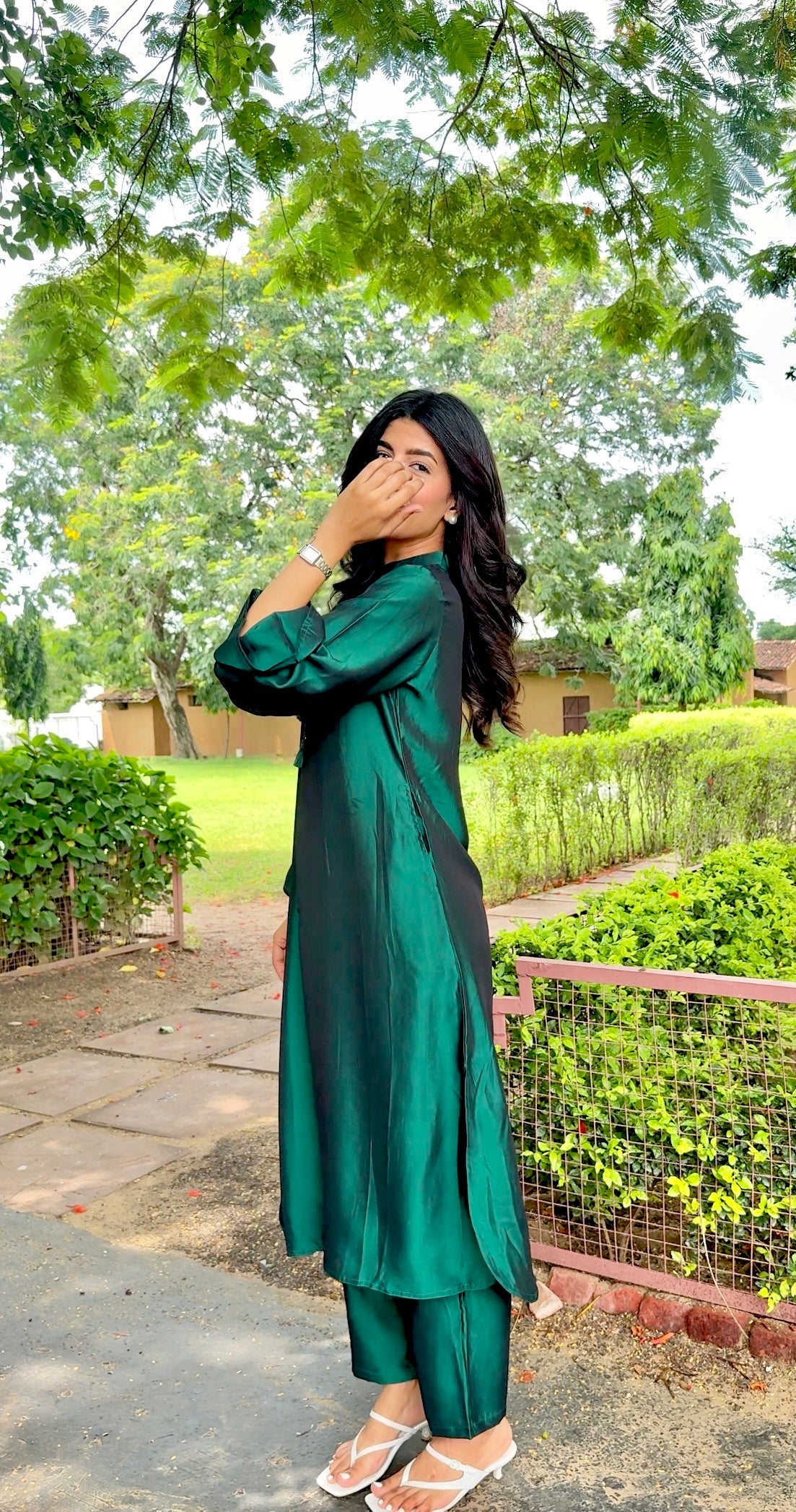 Emerald Kaftan Silk Set