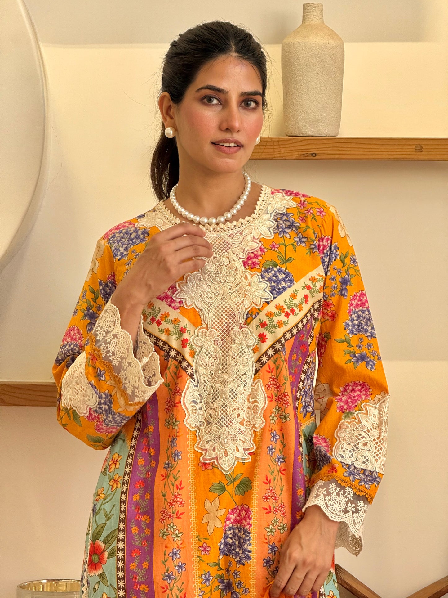 Mustard Field Luxury Printed & Embroidered Set
