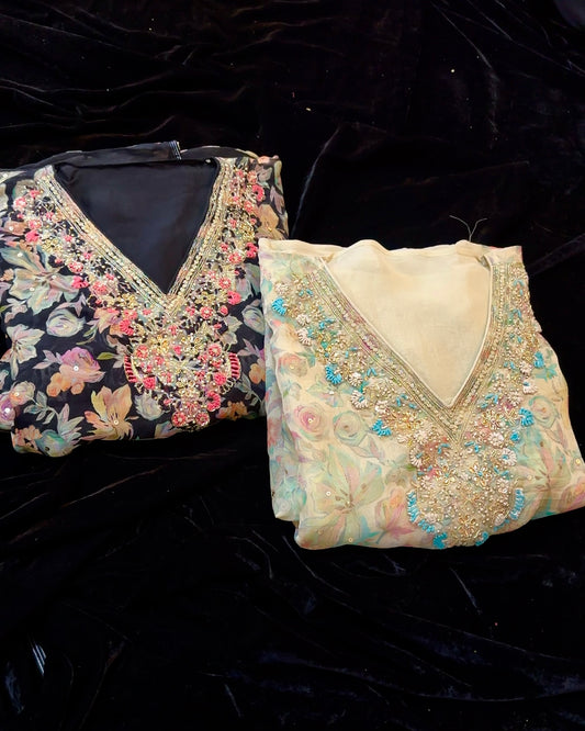 Floral Chiffon Embroidered suit set