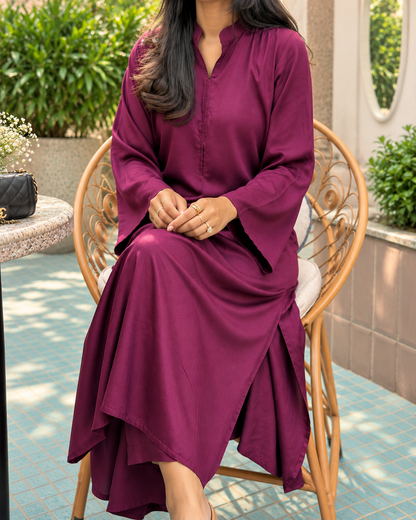 Wine Kaftan Set