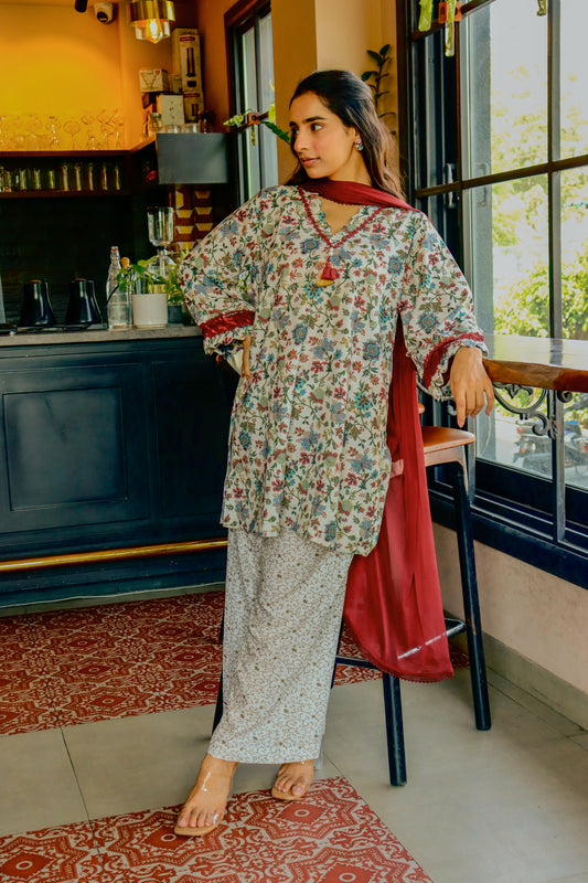 Scarlet Bloom Trouser Set