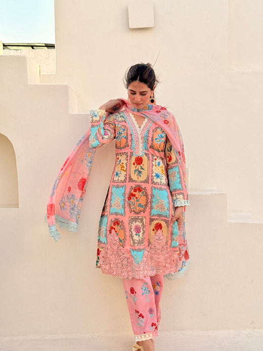 Whispering Rose Luxury Printed & Embroidered Set