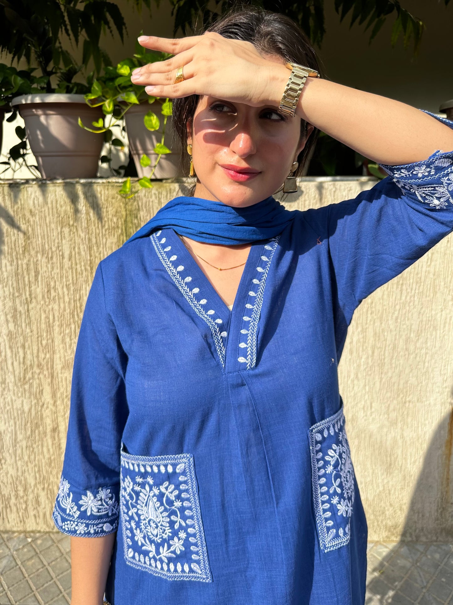 Blue Cotton Suit set