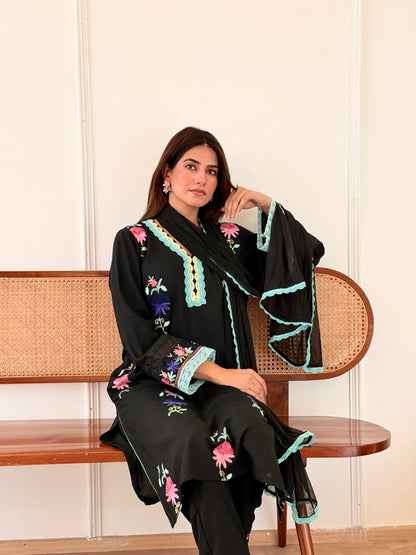 Eclipse black Kashmiri Embroidered cotton set
