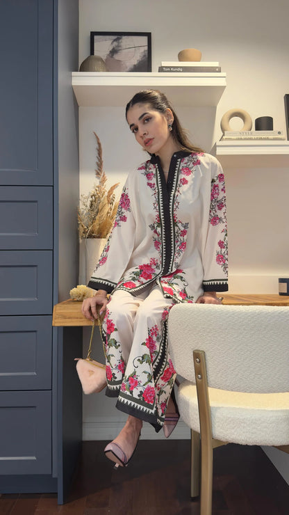 Rose Bouquet Summer Satin Co-ord set