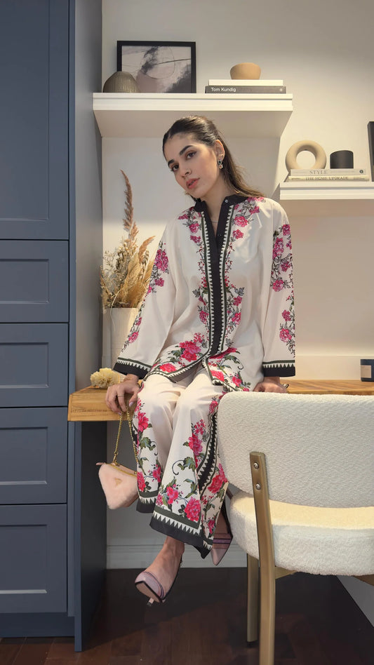 Rose Bouquet Summer Satin Co-ord set